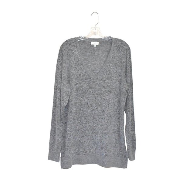 Lucky Brand Long Sleeve Oversized V Neck Pullover Tunic Sweater Grey Size L - Picture 2 of 11